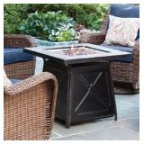 Crossridge 30.00 in. W 50000 BTU coating Steel Propane Outdoor Fire Pit Table with Lava Rocks and Screen - Retail: $179