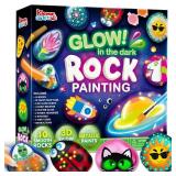 JOYIN Rock Painting Kit- Glow in The Dark Rock Kit, Arts and Crafts for Kids Ages 6-12, Art Supplies Toy, Kids Craft Paint Kits, Arts and Crafts for Boys Girls Birthday Party Gift Toy