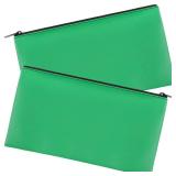 A 2 Pieces Money Bags With Zipper , 11x6.1 inch Money Pouch, Bank Bag, Cash Bag , Check Wallet, Cosmetics(Green)