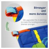 Aimon Kid Weighted Blanket, 3 lbs Weighted Blanket Kids, Blue Dinosaur, Weighted Lap Blanket, 100percent Cotton, Washable, with Premium Glass Beads (20in*30in, 3Lbs)