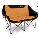 FAIR WIND Oversized Fully Padded Camping Chair Folding Loveseat, Orange