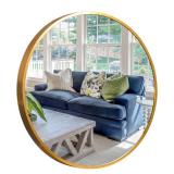 NeuType Round Mirror Circle Mirror, 32 Inch, Golden