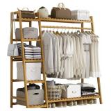 Bamboo Clothing Garment Rack 7 Tier