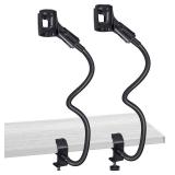 A 2 Pcs Gooseneck Mic Stand Mic Holder Microphone Stand Mount Adjustable Arm Adapter Podium Microphone Flexible Gooseneck Desktop 3/8 to 5/8 Inch with Clip Desk Clamp Music Recording Equipment