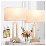 Bedroom Table Lamps Set of 2 - Touch Bedside Lamps with USB C+A, 3 Way Dimmable Gold Lamp for Nightstand, Modern Night Stands Lamps for Living Room End Tables Desk Bed Side Study Room(16.4in)