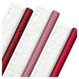 Hallmark Holiday Wrapping Paper with DIY Bow Templates on Reverse (3 Rolls: 120 sq. ft. ttl) Red Plaid Stripes Polka Dots for Christmas Valentines Day Birthdays Graduations