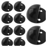 Floor Door Stops for Bottom of Door, Modern Black Rubber Bumper Door Stopper Wall Protector, Stainless Steel Door Stops Security Mounted Floor Door Stopper, Black Dome Shaped 10 Pack