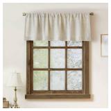 2 Pack Faux Linen Valance for Windows Kitchen Living Room Valances Rod Pocket Farmhouse Country Rustic Bathroom Small Window Treatment (54x15 inch, Natural)