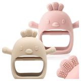 2 Packs Baby Teething Toy for 0-6 6-12 Months, Food Grade Silicone Teething Mitten, Anti Dropping Wrist Hand Teethers Baby Chew Toys for Sucking Needs, BPA Free