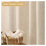 Awellife 36 Inch Linen Shower Curtain Boho Stall Farmhouse Shower Curtains for Bathroom Natural Cloth Cotton Fabric Liner Natural 72" L x 36" W