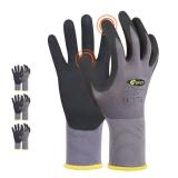 JKSafety Sandy MicroFoam Nitrile Safety Work Gloves with Touch Screen capability 3 Pairs Lightweight Work Utility Gloves EN388 Non-Slip Grips Nylon Spandex material Charcoal Gray (G229-CGrey3 M)