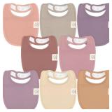 A 8-Pack Organic Baby Bibs for Boys, Girls - Soft Cotton Drooling and Teething Baby Bibs, Baby Girl Bibs, Baby Boy Bibs, Baby Drool Bibs for Baby Girl, Boy, Newborn Infant Bibs(Mauve)