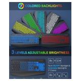 Trueque Wireless Keyboard with 7 Colored Backlits, Wrist Rest, Phone Holder, Rechargeable Ergonomic Keyboard with Silent Light Up Keys, Cordless Computer Keyboard for Windows, Mac, Laptop