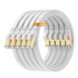 Surplay Cat8 5-Pack 3FT Ethernet Cable,White-40Gbps Internet Network Patch Cord,Solid Conductor & Shielded & Ground Wire,Gold-Plated RJ45 Cat 8 LAN Line with Cable-Tie for PS5,Xbox,Hub,Router