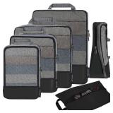 BAGAIL 4 Set/6 Set Compression Packing Cubes Travel Accessories Expandable Packing Organizers(Black HalfMesh 6 Set)