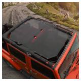 Voodonala for Jeep JK Sunshade Mesh Sun Shade Bikini Top Roof Sunblock Mesh Heat Shield Mesh for 2007-2018 Jeep Wrangler JK JKU 4 Door, Block Heat Block UV Rays Plain Black