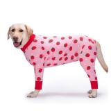 Dog Recovery Suit After Surgery Soft Long Sleeve Dog Neuter Shirt Cone Alternatives, Prevent Licking Dog Surgical Onesies for Large Medium Dog Shedding Suit (4XL, Strawberry)