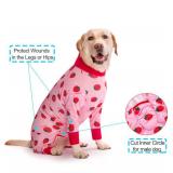 Dog Recovery Suit After Surgery Soft Long Sleeve Dog Neuter Shirt Cone Alternatives, Prevent Licking Dog Surgical Onesies for Large Medium Dog Shedding Suit (4XL, Strawberry)