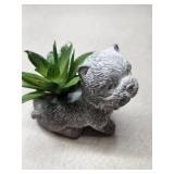 Mainstays Artificial Succulent Plant in Cement Pot & Dog Cement Pot