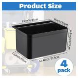 SiliFine 4 Pack Clean Bus Tub Plastic Black Small Bus Box Heavy Duty Restaurant Tub Fits Rolling Utility Cart for Restaurant, Kitchen, Cafeteria Organization Cleaning (13 x 9 x 6.9 Inch)