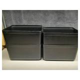 SiliFine 4 Pack Clean Bus Tub Plastic Black Small Bus Box Heavy Duty Restaurant Tub Fits Rolling Utility Cart for Restaurant, Kitchen, Cafeteria Organization Cleaning (13 x 9 x 6.9 Inch)