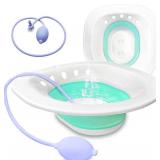 RALTHY Sitz Bath for Hemorrhoids - Sitz Bath for Toilet Seat - Foldable Sitz Bath for Postpartum Care, for Soothes Hemorrhoids & Perineum, Cleanse Vagina & Anal (Blue Accessories)