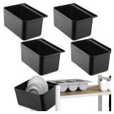 SiliFine 4 Pack Clean Bus Tub Plastic Black Small Bus Box Heavy Duty Restaurant Tub Fits Rolling Utility Cart for Restaurant, Kitchen, Cafeteria Organization Cleaning (13 x 9 x 6.9 Inch)