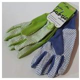 2 Pairs of LADIES GARDEN FABRIC GLOVES WITH GRIPPER DOTS (Size: Large)