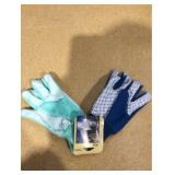 2 Pairs of LADIES GARDEN FABRIC GLOVES WITH GRIPPER DOTS (Size: Large)