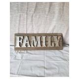 Family Barn Wood Galvanized Metal Word Wall Plaque Sign 22 x 8