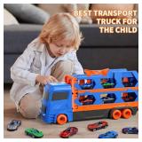 iHaHa Toddler Toys for 3 4 5 6 Years Old Boys, Die-Cast Transport Truck Car Toys 64 -Inch Race Track for Boys Kids, Toddler Car Toys Track Set for Kids Boys Girls