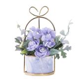 Veryhome Artificial Flowers Hydrangea with Ceramic Vase Fake Flowers Hanging Potted Plants for Wedding Home Office Decoration(Purple with Vase)