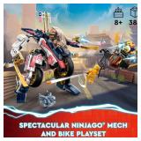 LEGO NINJAGO Soras Transforming Mech Bike Racer Building Toys for Kids, Featuring a Mech Ninja Bike Racer, a Baby Dragon and 3 Minifigures, Gift for Kids Aged 8+, 71792