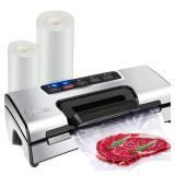 Potane Precision Vacuum Machine,Pro Food Sealer with Built-in Cutter and Bag Storage(Up to 20 Feet Length), Both Auto&Manual Options,2 Modes,Includes 2 Bag Rolls 11x16 and 8x16,Compact Design - Retail