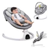 Baby Swing for Infants with Remote Control, Newborn Toddler Electric Swinger Rocker Seat, 0-9 Months, Portable Bouncer for Outdoor and Indoor Use, 5 Speed, Simple, Safe, Compact Newborn Essentials - R