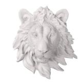 WALL CHARMERS Mini White Faux Lion Head Wall Hanging - 9" White Faux Taxidermy Animal Head Wall Decor - Handmade Farmhouse Decor