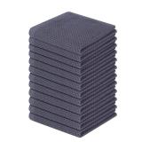 Homaxy 100% Cotton Waffle Weave Kitchen Dish Cloths, Ultra Soft Absorbent Quick Drying Dish Towels, 12 x 12 Inches, 12-Pack, Dark Grey