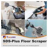 4 Inch SDS Plus Floor Scraper Kit, 4 x 10 Inch Tile Removal Chisel Tool with Spare Blades, Bolts, Nuts, Lock Washers, Removes Thinset Adhesives Wall Scraper, fits SDS-Plus Rotary Hammers