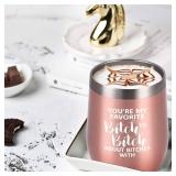 Lifecapido Friendship Stainless Steel Wine Tumbler for Women, Funny Friendship Idea for Friend Sister Coworker Girls, 12 Oz Stainless Insulated Wine Tumbler with Lid, Rose Gold