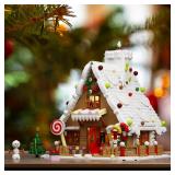 Christmas Gingerbread House Building Kit with LED Lights, Christmas Village House Building Blocks, Gift Idea for Christmas 1090 Pieces