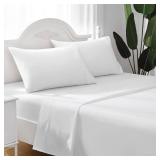 ILAVANDE White Twin Sheets Set 3 Piece,Hotel Luxury 1800 Series Super Soft Microfiber Twin Bed Sheets Set,Wrinkle Free & Breathable,14" Deep Pockets Twin Size Sheets(Twin,White)