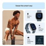 Fitbit Versa 4 Fitness Smartwatch with Daily Readiness, GPS, 24/7 Heart Rate, 40+ Exercise Modes, Sleep Tracking and more, Waterfall Blue/Platinum, One Size (S & L Bands Included)