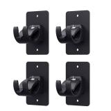 Wabboreq 3 Pieces Self Adhesive Curtain Rod Bracket, Universal Plastic Curtain Rod Holders, No Drill Curtain Rod Brackets Curtain Rod Hooks for Bathroom, Bedroom, Livingroom, Kitchen (Black)