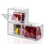 Starogegc 3Pack Clear Plastic Handbag Storage Organizer for Closet, Acrylic Display Case for Handbag and Purse, Purse Organizer for Closet with Magnetic Lid for Book, Toys, Hat