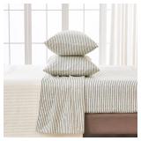 Great Bay Home 4-Piece Queen Size Stripe Microfiber Sheet Set | Ultra-Soft, Brushed Bedding Sheets & Pillowcases | Wrinkle Free, Comfortable, All-Season Bed Sheets (Queen, Blue)