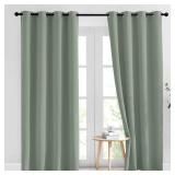 NICETOWN Blackout Sage Green Curtains 84 inch Length 2 Panels Set - Chic Thermal Insulated Grommet Room Darkening Window Drapes for Bedroom/Living Room, W52 x L84