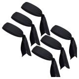 5 Pack Head Tie Sports Headband Tennis & Ninja Bandana, Athletic Sweatband for Men Women (Black)