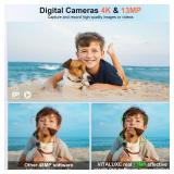 Digital Camera, 4K FHD Vintage Camera for Kids, Real 13MP 16x Zoom Autofocus, 2.83