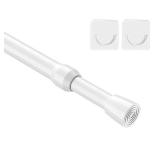 MEXAU 1Pcs Spring Tension Curtain Rod 26-39 inch Spring Tension Rods White Tension Rods Adjustable Spring Rod Extendable Tension Rod For Kitchen, Bathroom, Window, Bookshelf,Closet.