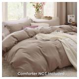 Bedsure Khaki Duvet Cover Queen Size - Soft Prewashed Queen Duvet Cover Set, 3 Pieces, 1 Duvet Cover 90x90 Inches with Zipper Closure and 2 Pillow Shams, Comforter Not Included